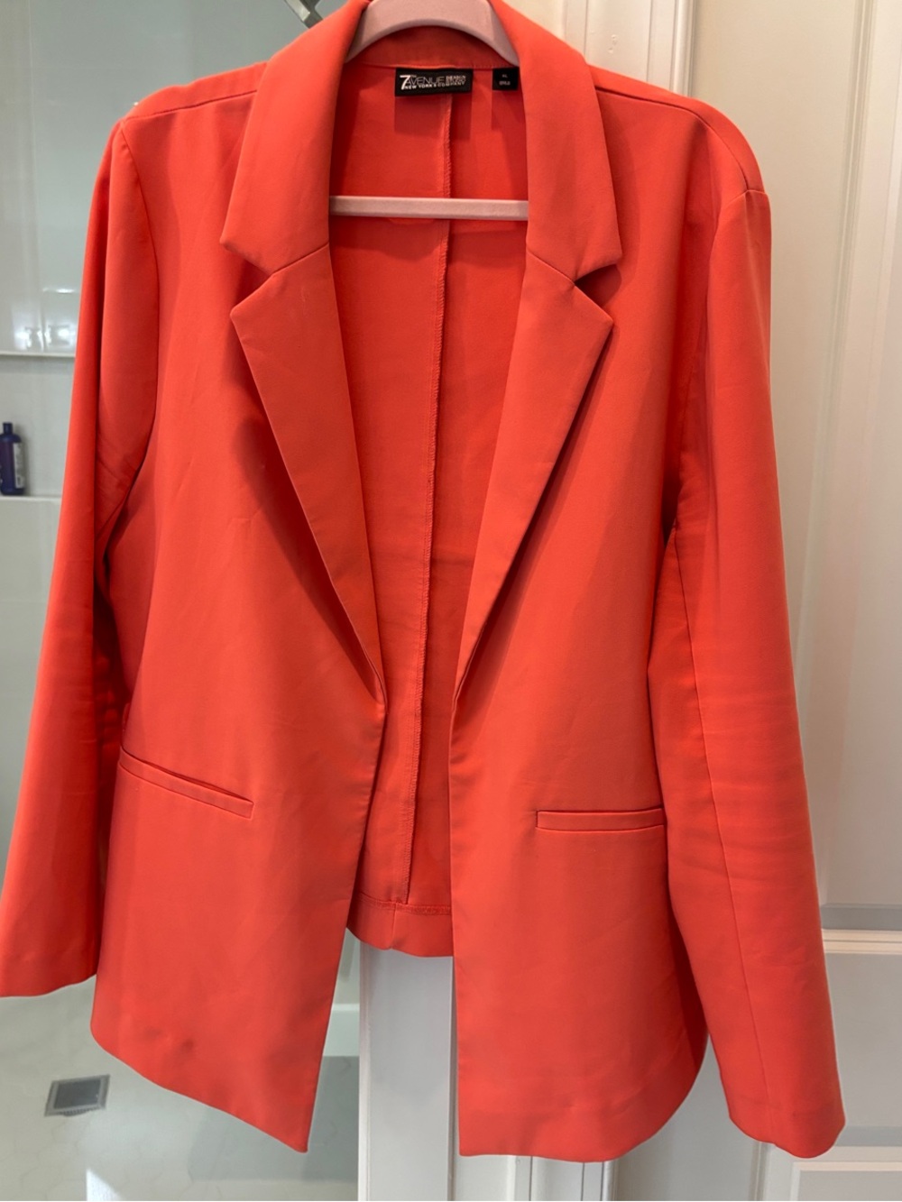 Zara Coral-Orange Open-Front Notch Lapel Blazer